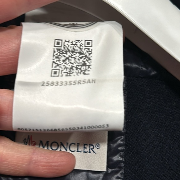 Moncler Navy Wool & Down Hooded Cape - Picture 5 of 10